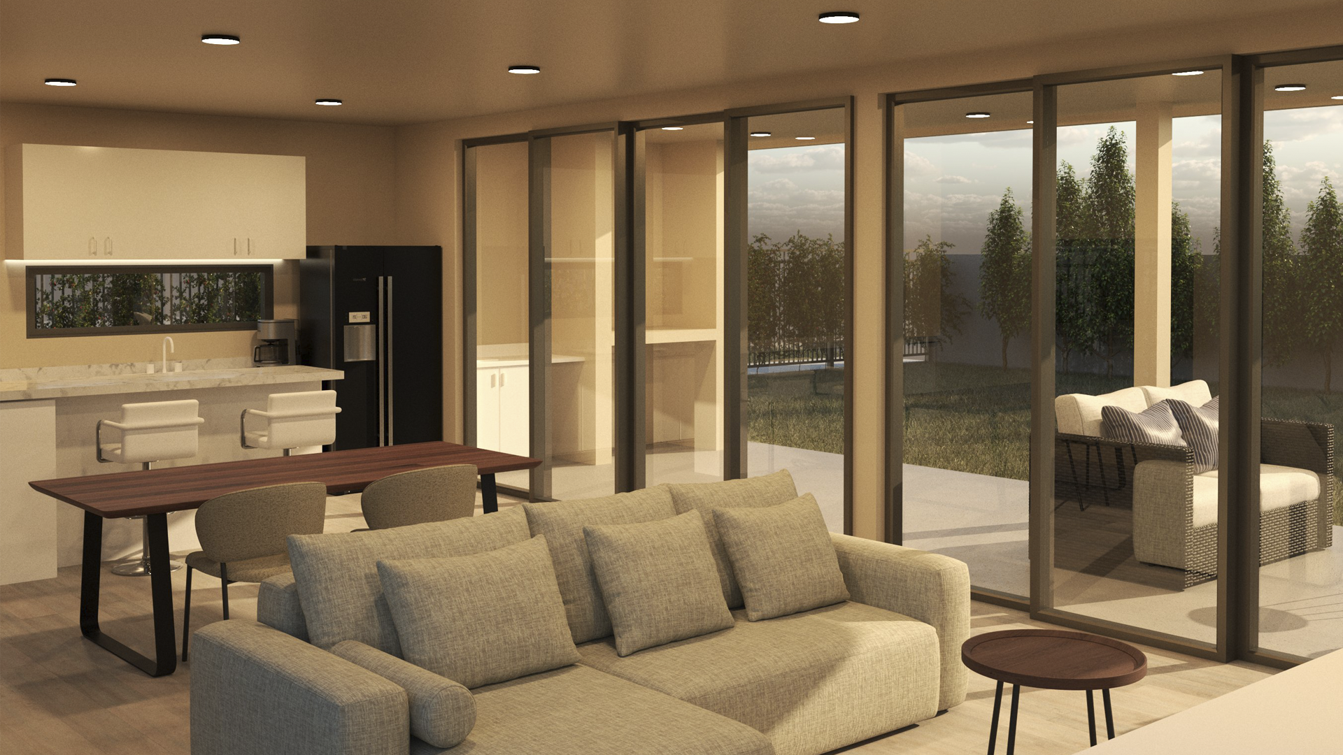 Vivienda unifamiliar en esquina con diseño contemporáneo y patio integrado